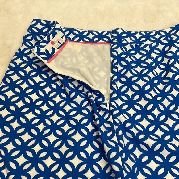 Boden skirt knee length blue geometric pattern zip close with pockets size 8p - Picture 4 of 9
